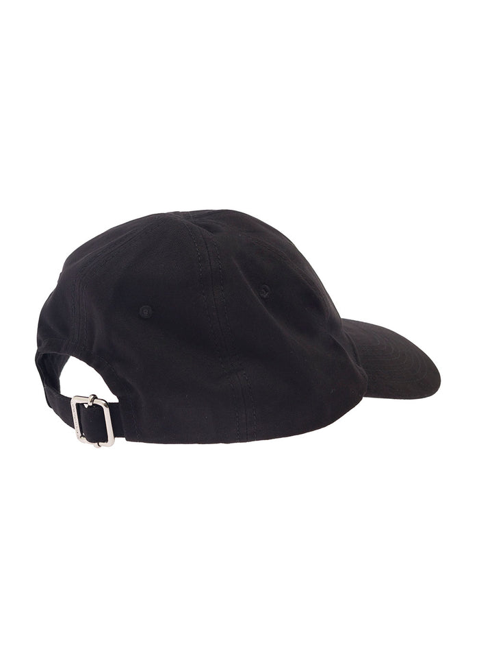 Black Baseball Cap With Contrasting Logo Cotton Man Hats And Gloves