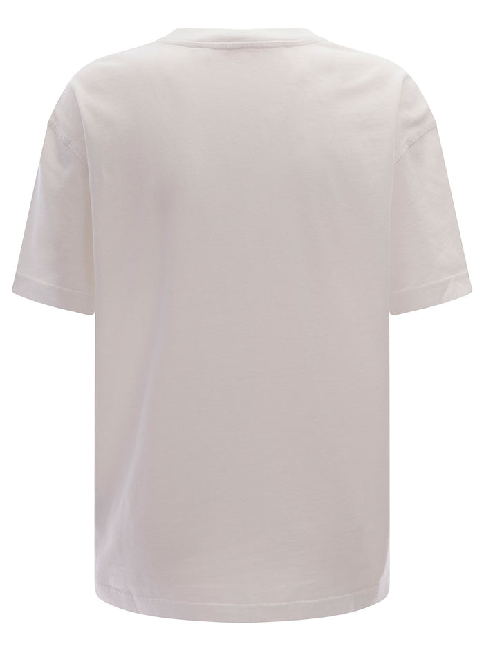 White T-Shirt With 70s Graffiti Logo Cotton Woman Tshirts And Polo Shirts