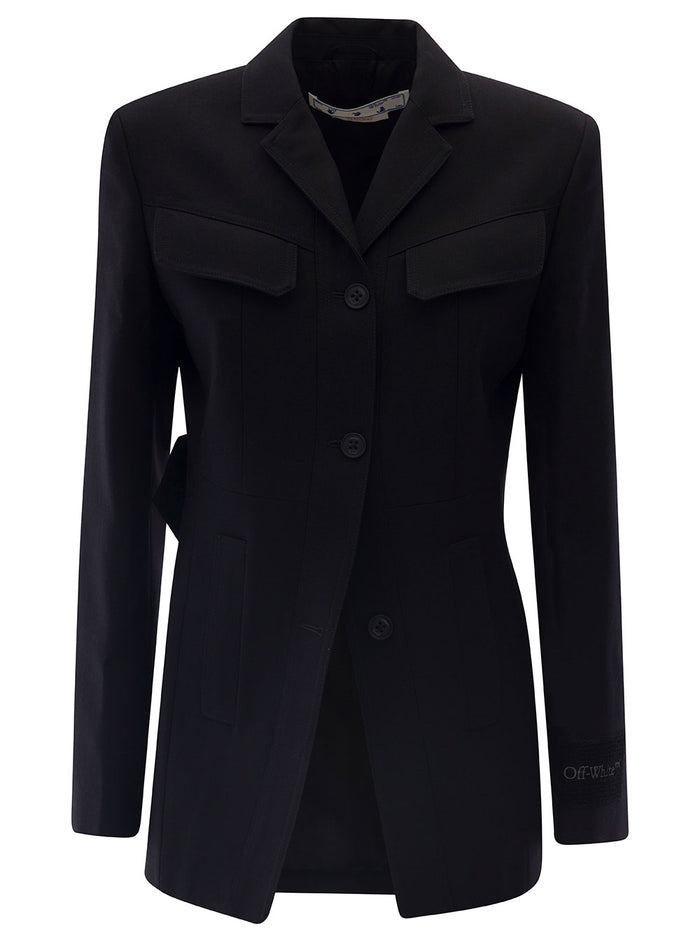 Black Toyboy Single-Breasted Blazer Wool Woman Virgin Blazers