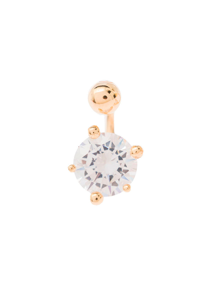 Medium Gold-Colored Piercings With Crystal Embellishment 18k Gold-Plated Brass Woman Metallic Gold Plated Earrings