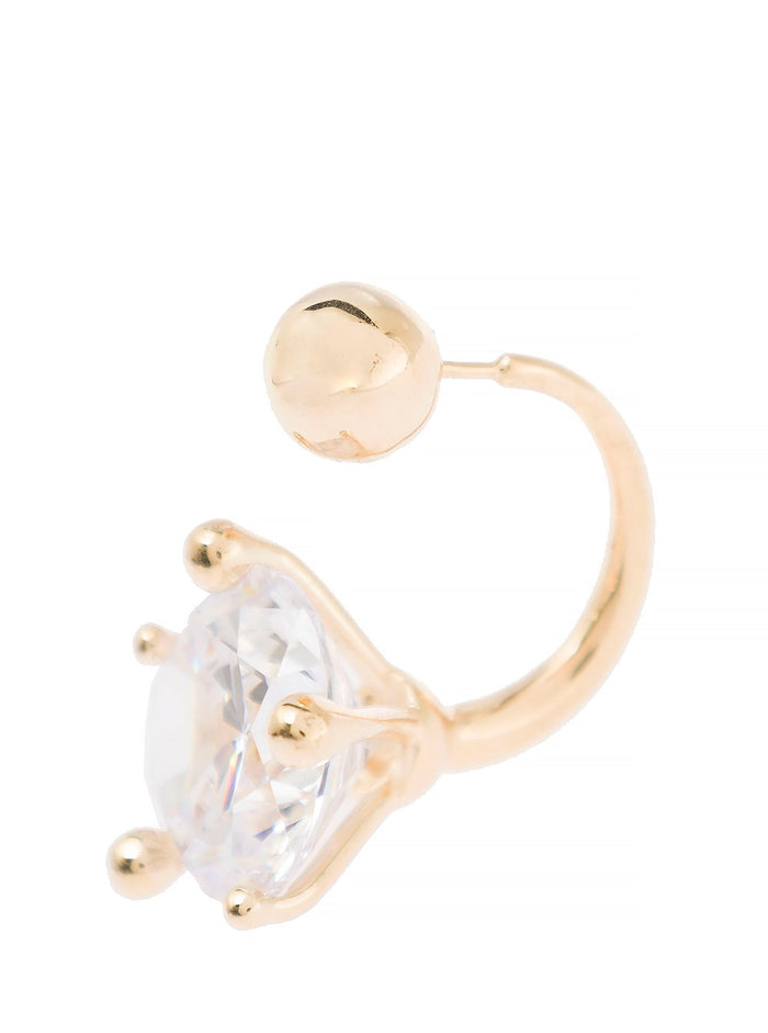 Medium Gold-Colored Piercings With Crystal Embellishment 18k Gold-Plated Brass Woman Metallic Gold Plated Earrings