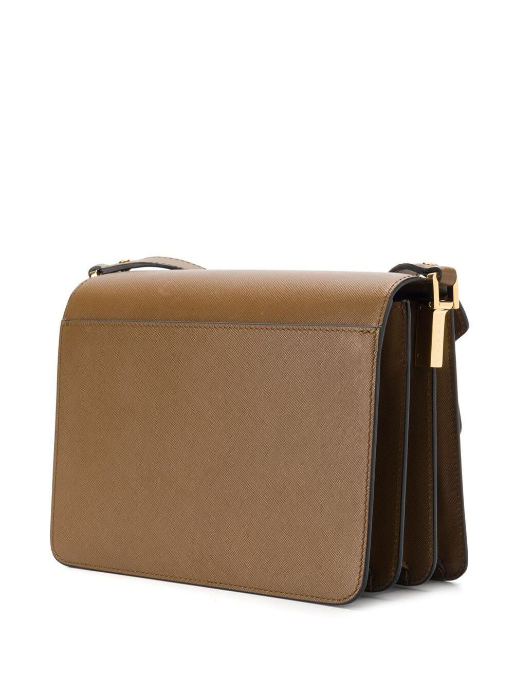 Brown Trunk Crossbody Bag Saffiano Leather Woman Calf