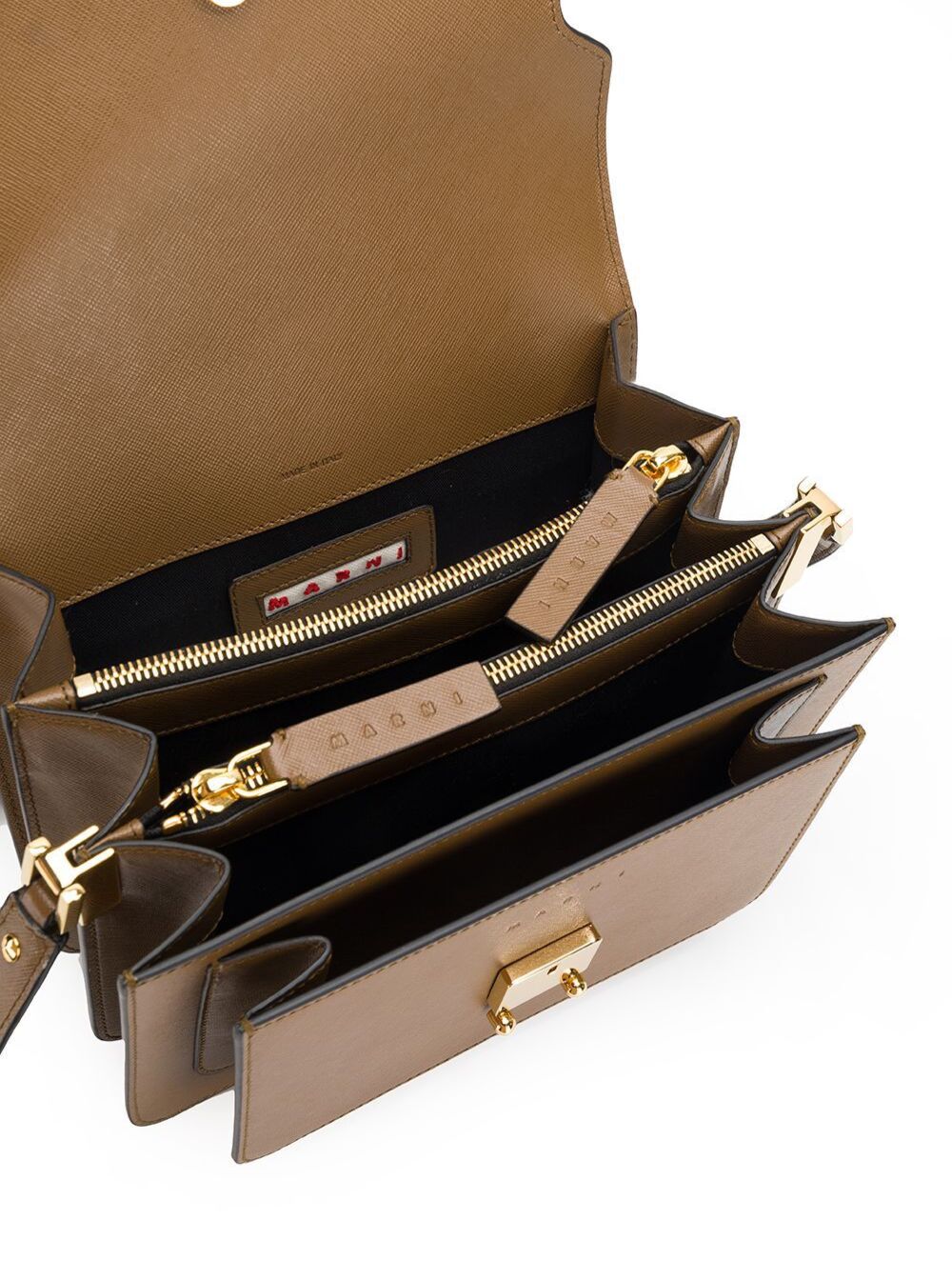 Brown Trunk Crossbody Bag Saffiano Leather Woman Calf