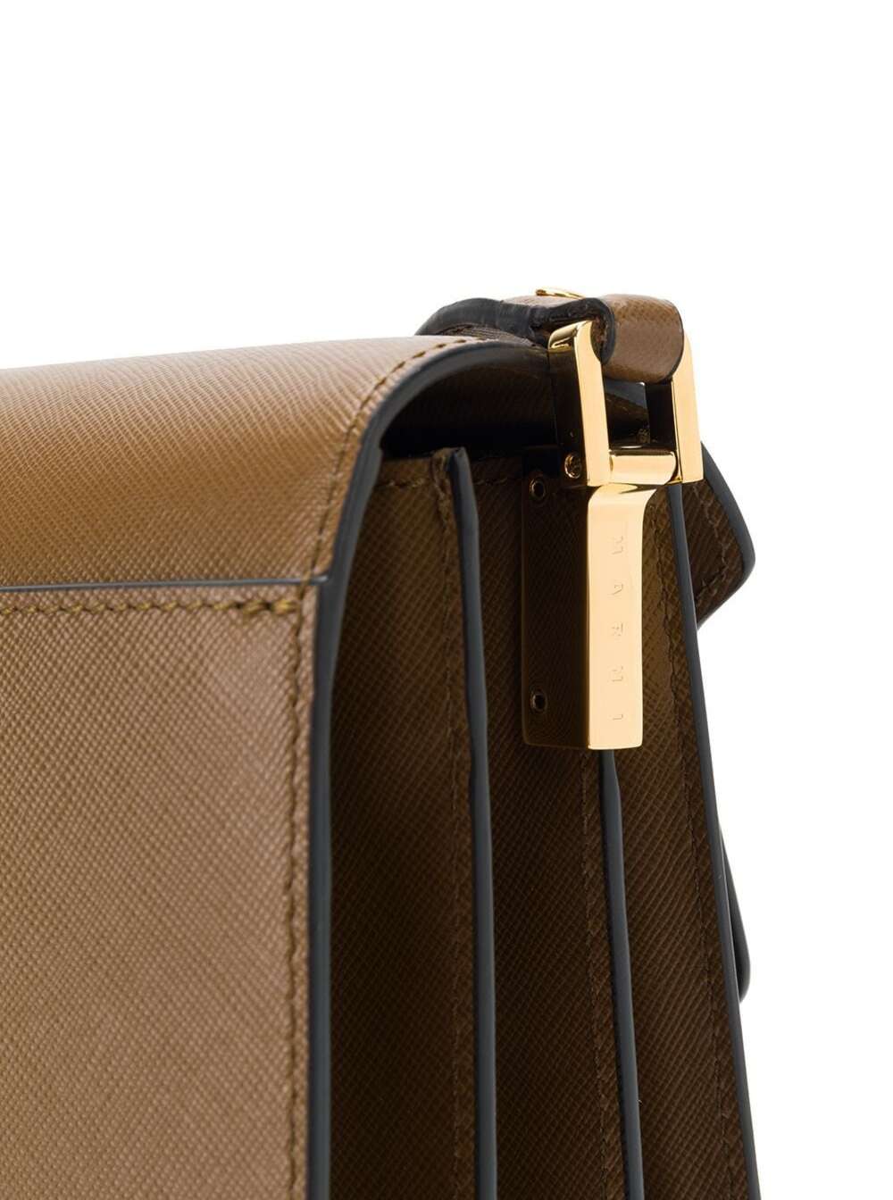 Brown Trunk Crossbody Bag Saffiano Leather Woman Calf