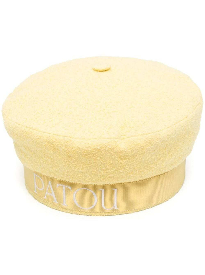 Yellow Sailor Hat With Logo Print Cotton Blend Wonan And Gloves