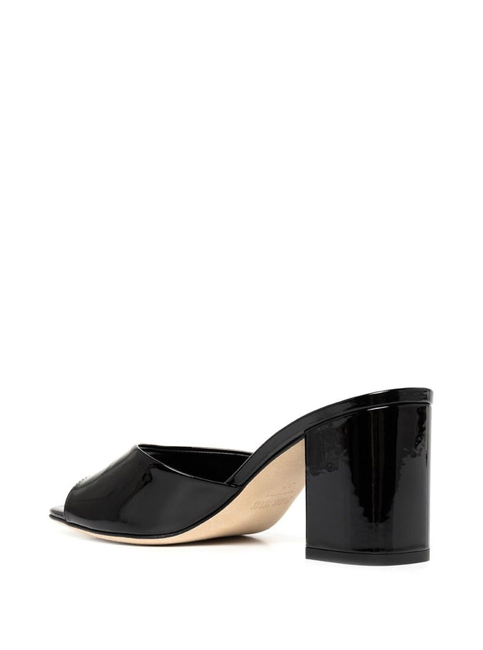 Anja White Mules With Block Heel Patent Leather Woman Bos Taurus Heels