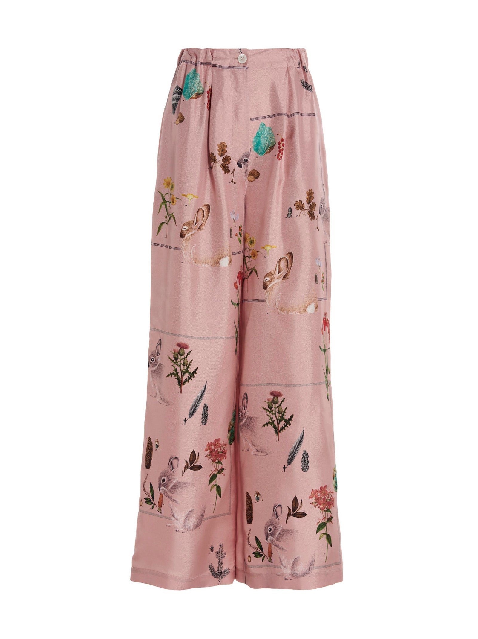 Botanical Pants Pink Silk