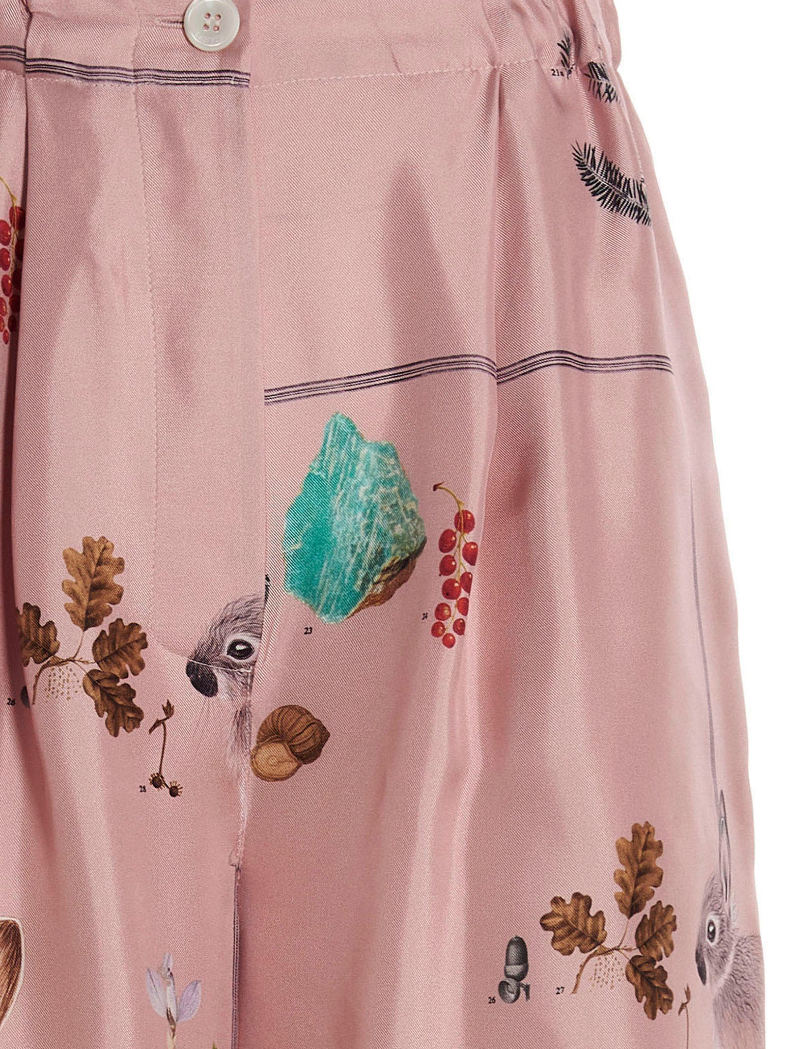 Botanical Pants Pink Silk