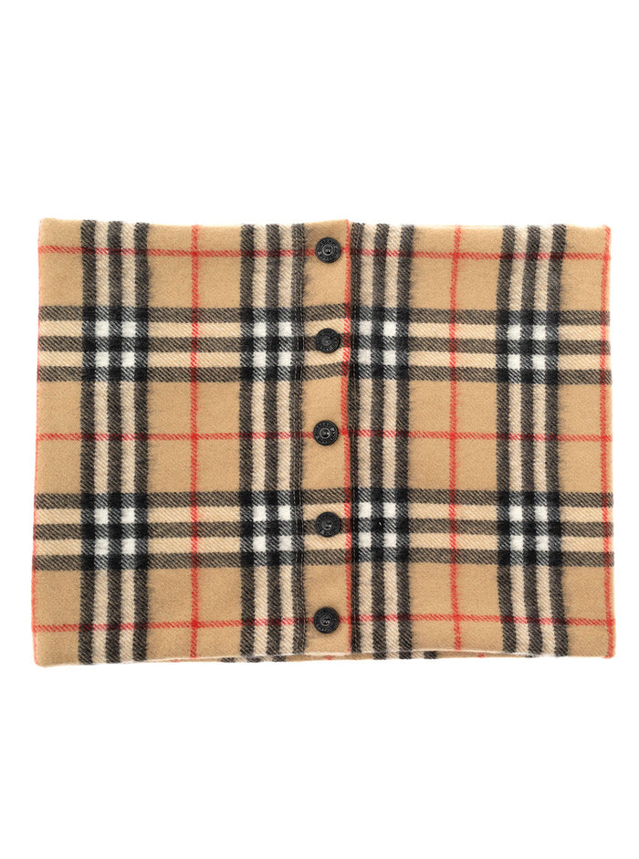 Beige Cashmere Scarf With Buttons Kids Burberry Scarfs And Foulards