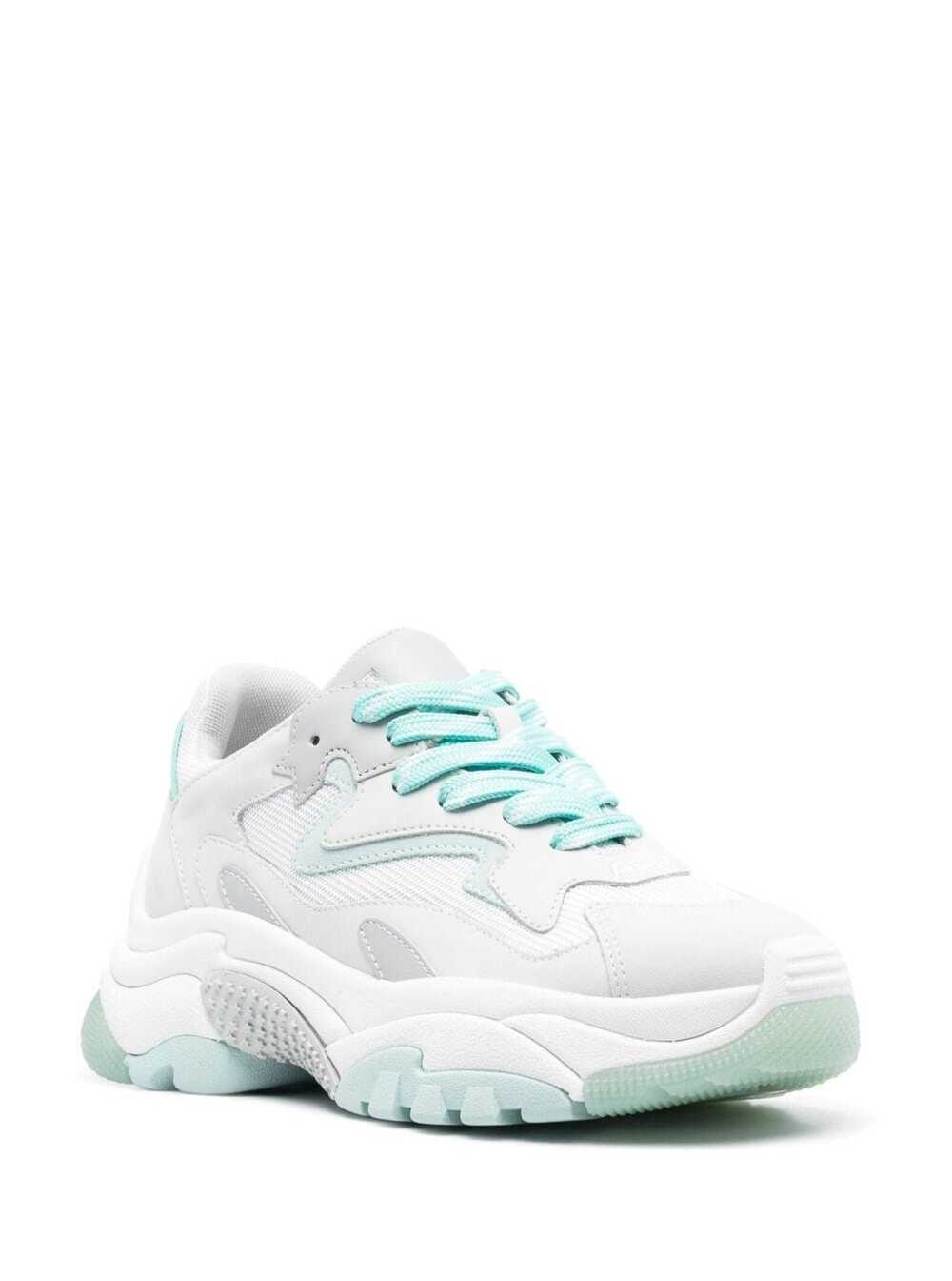 White And Light-Blue Sneakers With Logo Inserts Cow Leather Woman Fabric