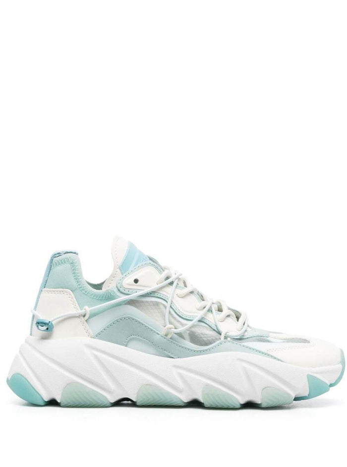 White And Light Blue Extra Bis Sneakers Calf Leather Woman