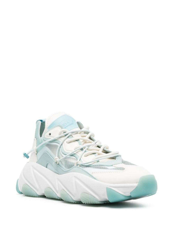 White And Light Blue Extra Bis Sneakers Calf Leather Woman