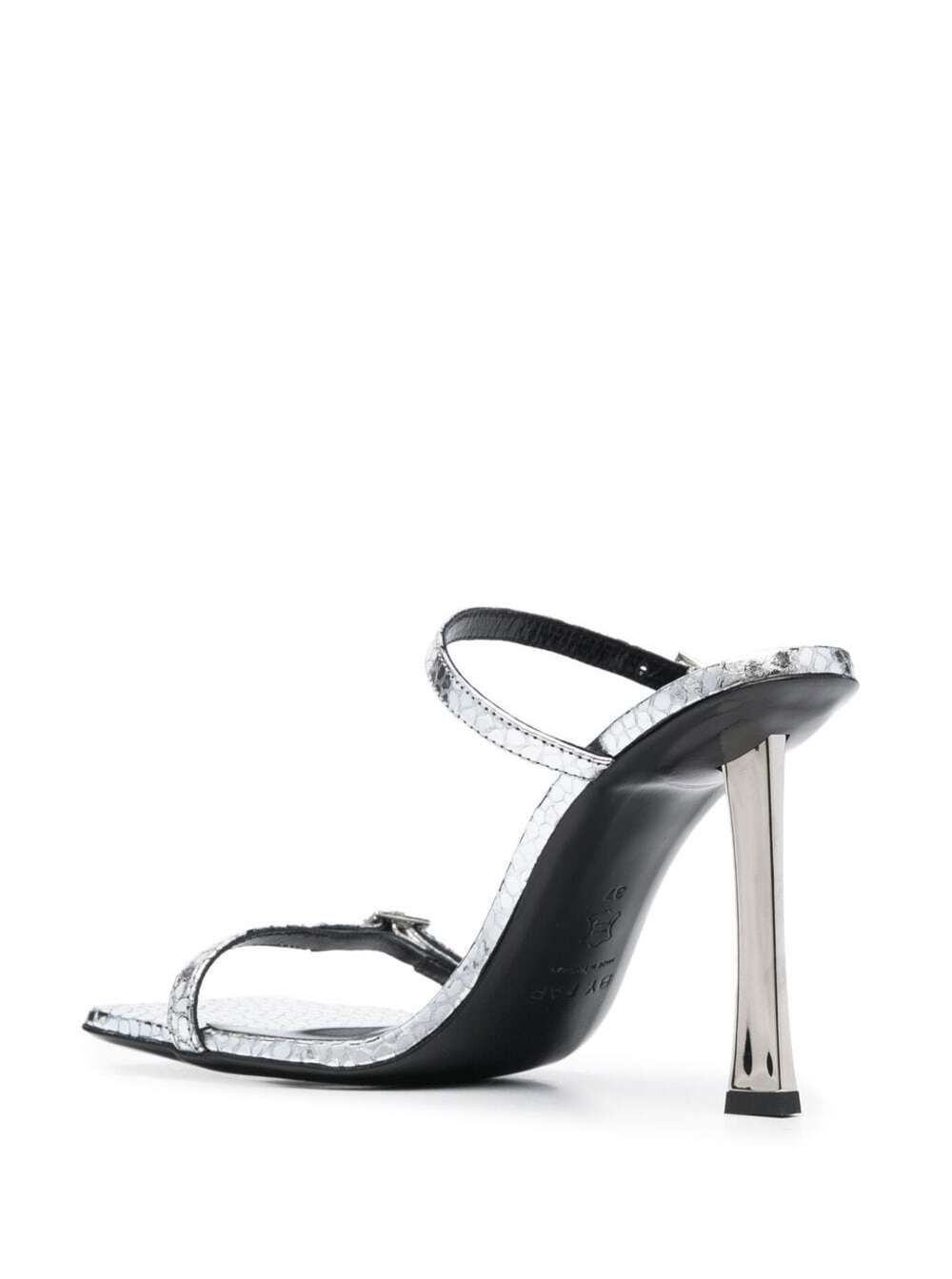 Silver Flagstone Flick Sandals Metallic Leather Woman Goat Heels