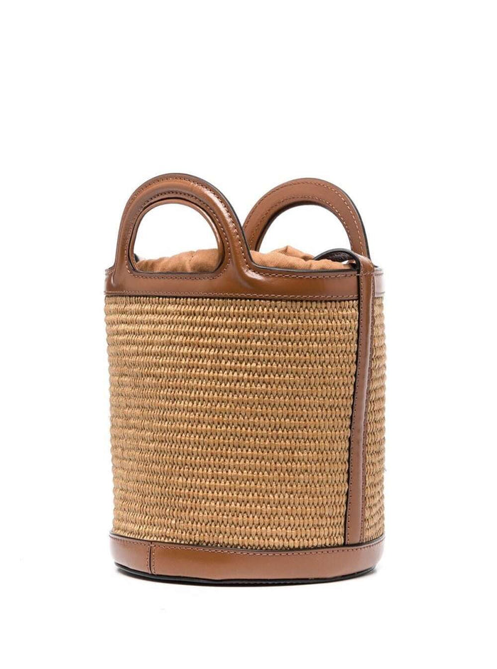 Brown Mini Bucket Tropicalia Bag Raffia Woman Beige Cotton Polyamide-nylon Crossbody