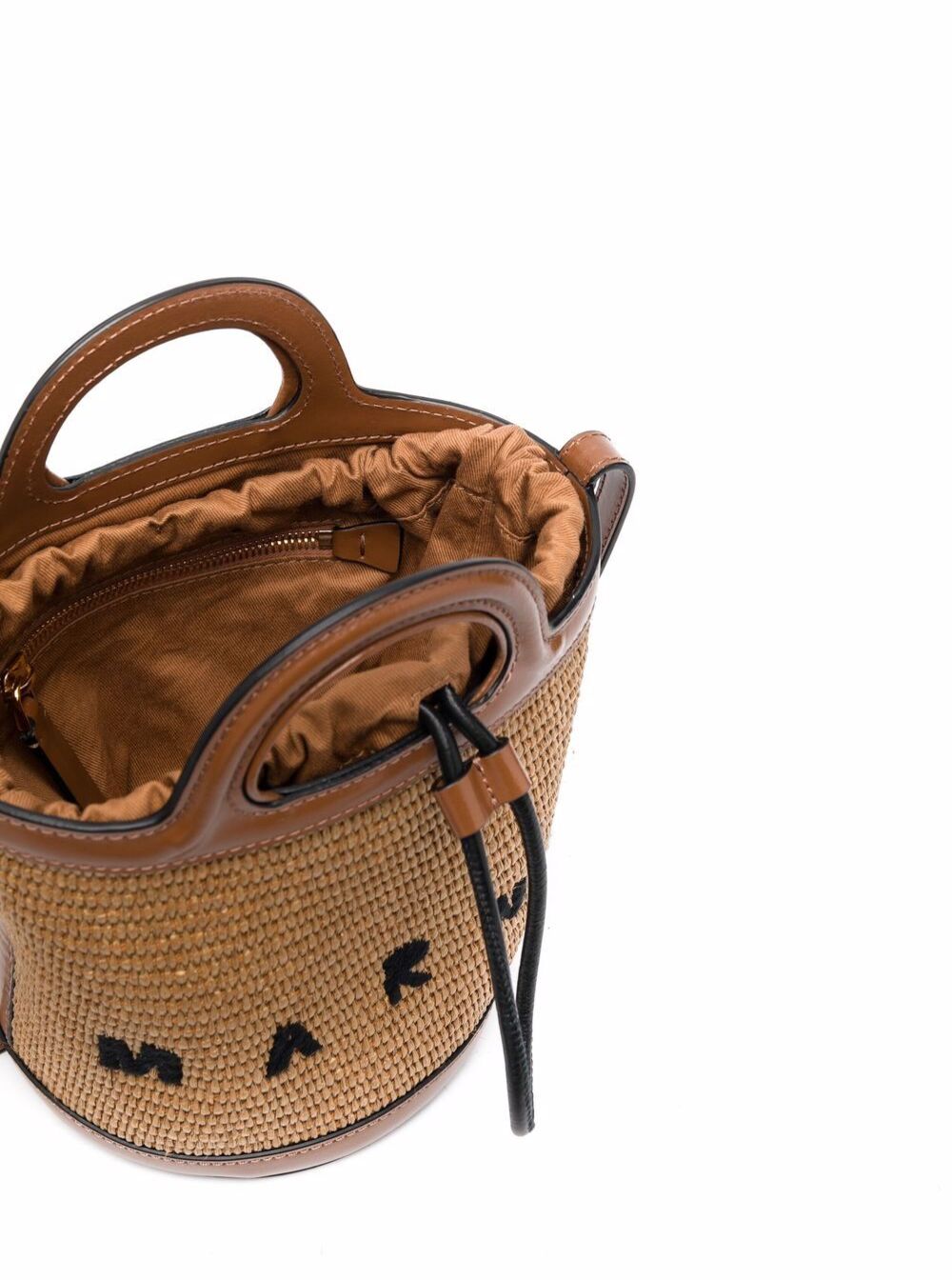 Brown Mini Bucket Tropicalia Bag Raffia Woman Beige Cotton Polyamide-nylon Crossbody