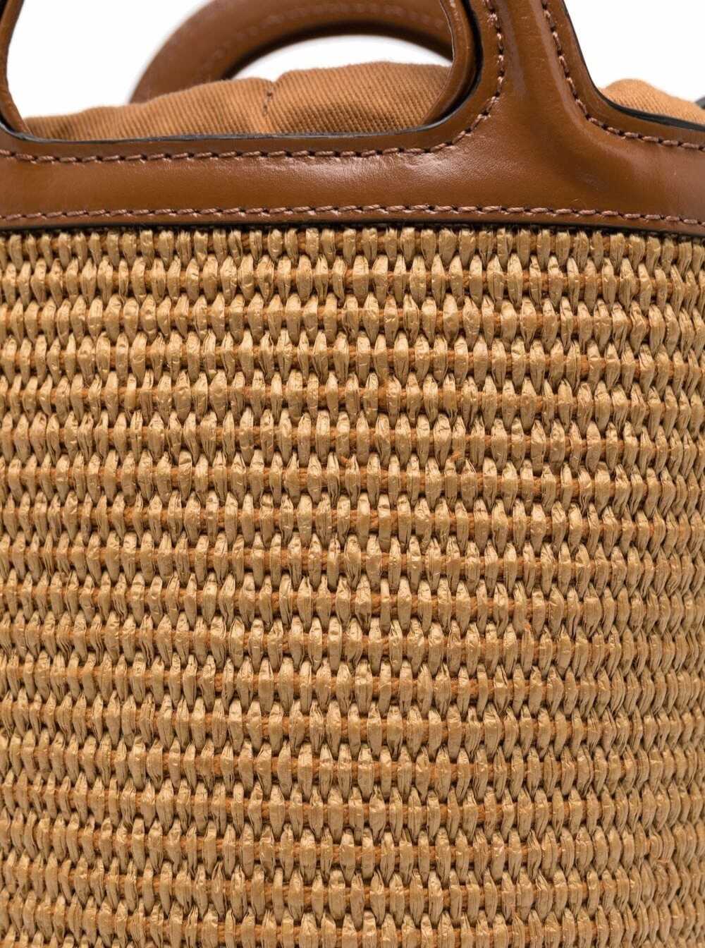 Brown Mini Bucket Tropicalia Bag Raffia Woman Beige Cotton Polyamide-nylon Crossbody