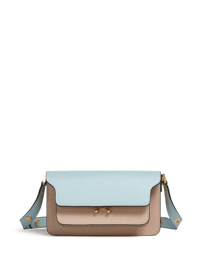 Pink And Light-Bluetrunk Crossbody Bag Saffiano Leather Woman Calf Shoulder