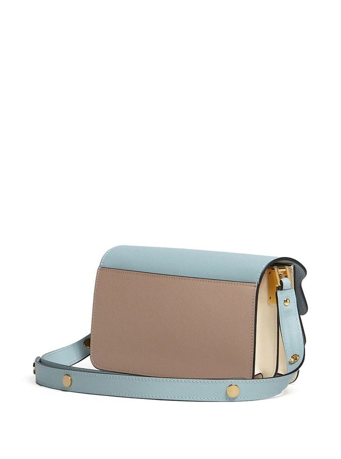 Pink And Light-Bluetrunk Crossbody Bag Saffiano Leather Woman Calf Shoulder
