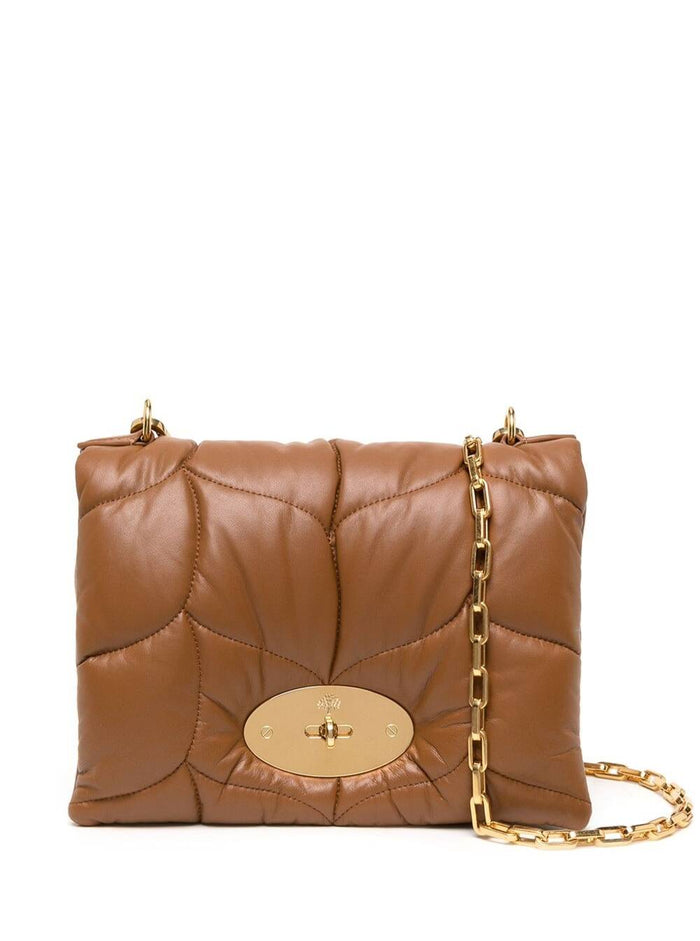 Little Softie Brown Cross-Body Bag With Twist Lock Closure Quilted And Padded Leather Woman Sheep Crossbody