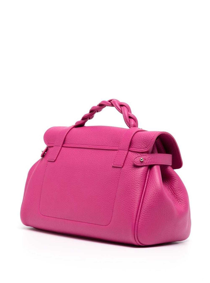 Alexa Heavy Fuchsia Handbag With Twist Lock Closure Grainy Leather Woman Fuxia Bovine Hand Bags