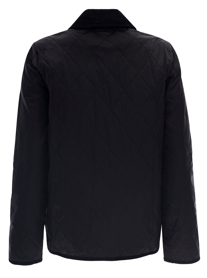 Blue Diamond Quilted Jacket With Contrast Collar Polyamide Woman Black
