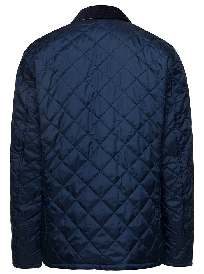Blue Herron Quilted Jacket With Contrast Collar Polyamide Man Blu