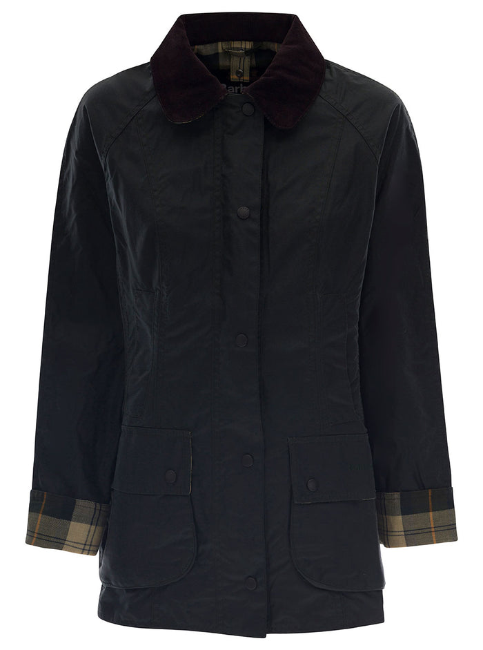 Black Beadnell Waxed Jacket Cotton Woman