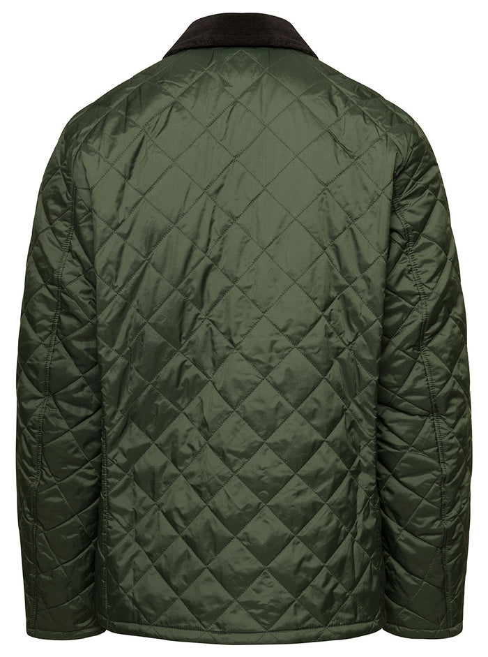 Green Herron Quilted Jacket With Contrast Collar Polyamide Man