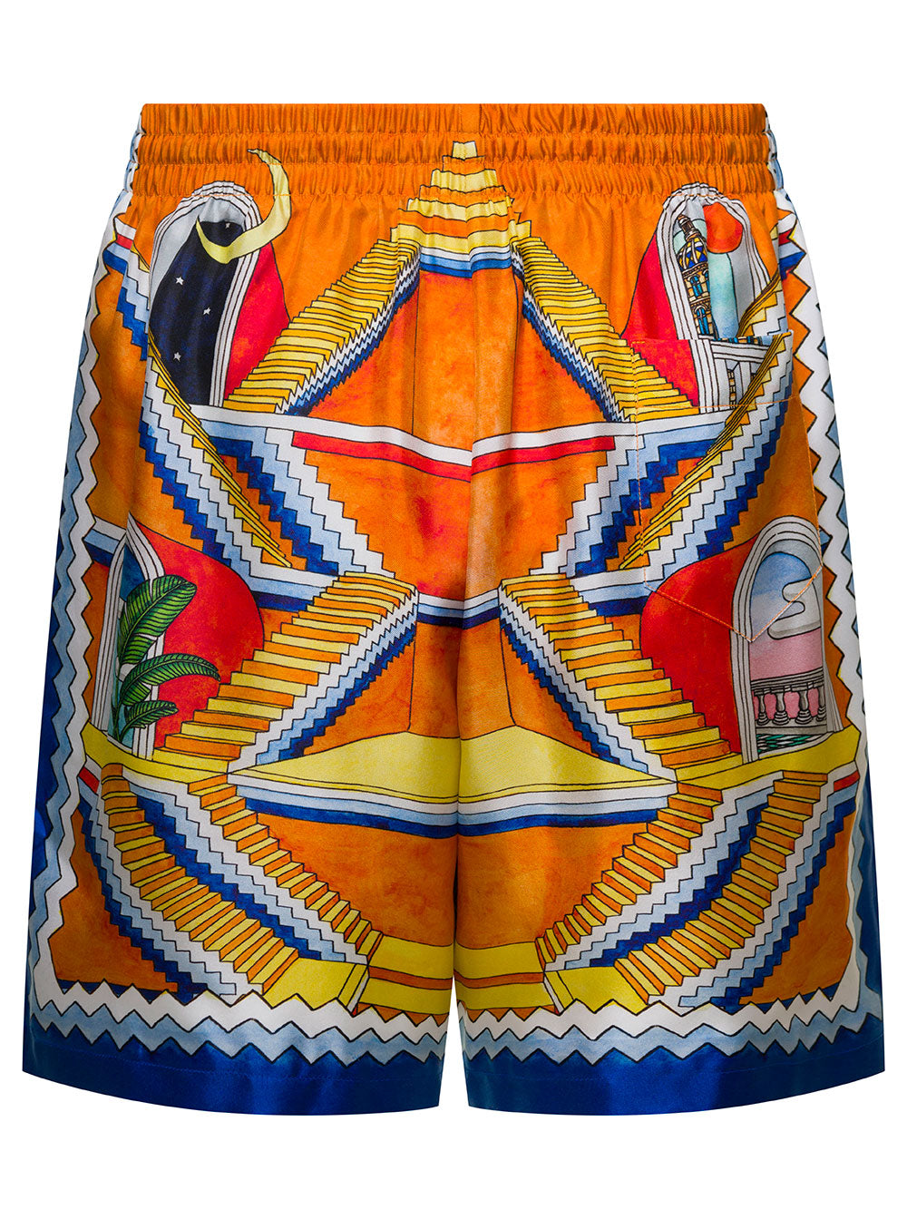 Escalier Infini Multicolor Shorts With Graphic Print Silk Man And Bermuda