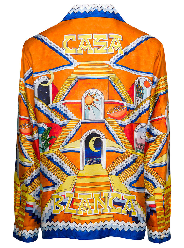 Escalier Infini Multicolor Long Sleeve Shirt With Graphic Print Silk Man And Blouses