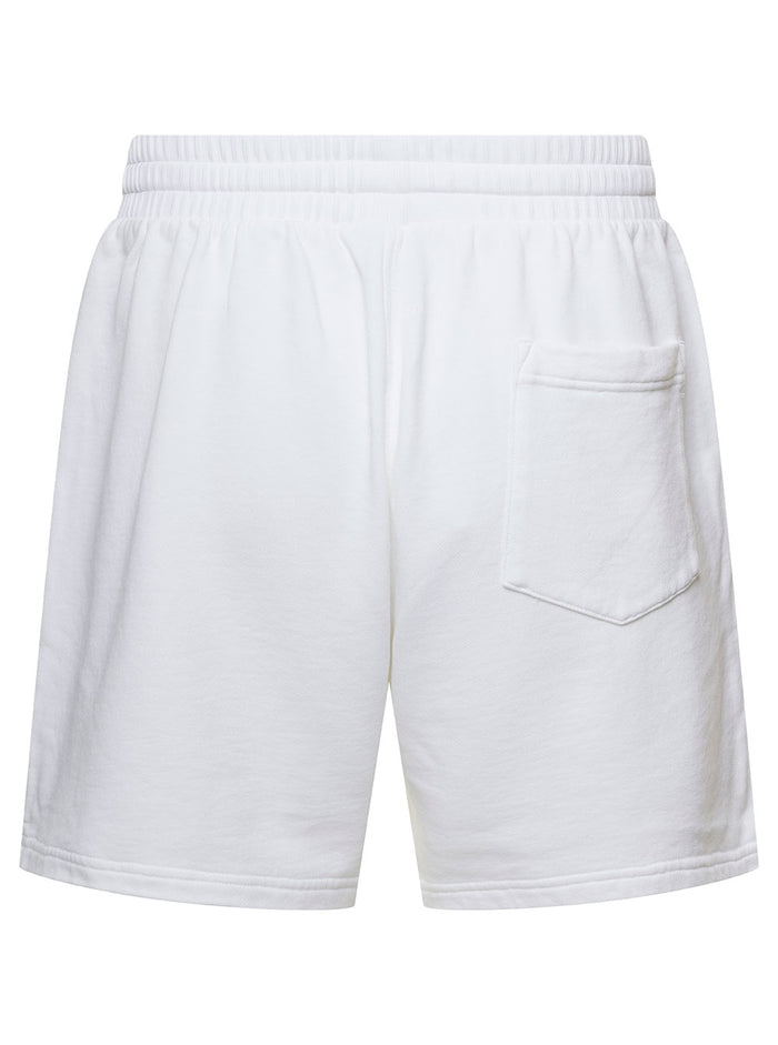 White Shorts With Drawstring And Arche De Jour Patch Cotton Man Organic Bermuda