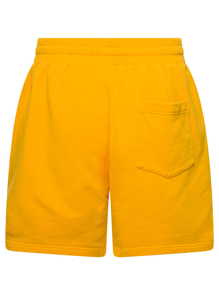 Yellow Shorts With Drawstring And Arche De Jour Patch Cotton Man Organic Bermuda