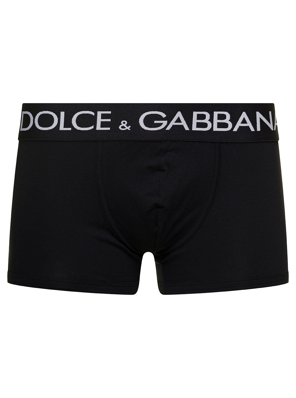 Black Boxer With Contrasting Logo Print Stretch Cotton Man Elastane Underwear