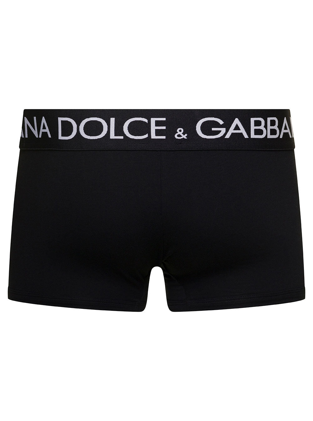 Black Boxer With Contrasting Logo Print Stretch Cotton Man Elastane Underwear