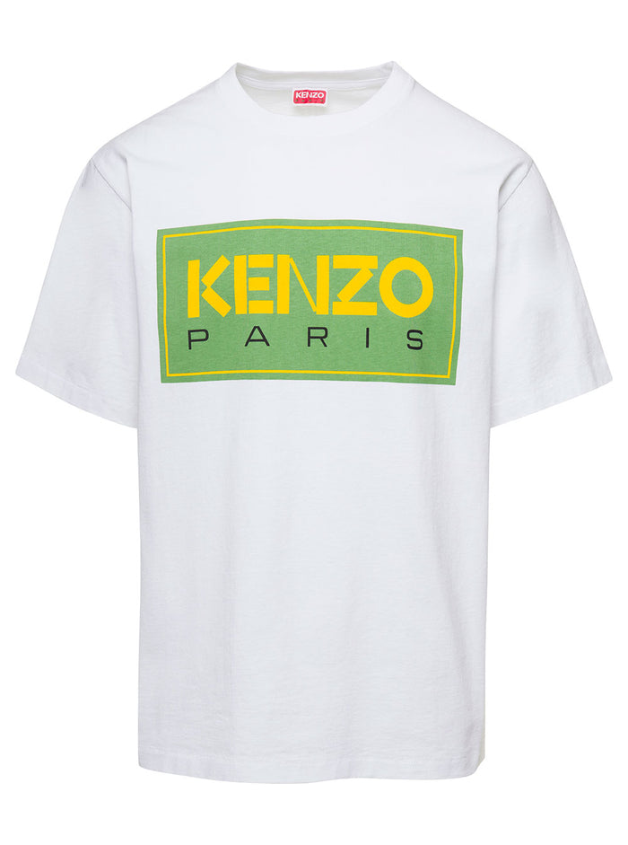 White Oversize T-Shirt With Printed Paris Logo Cotton Man Tshirts And Polo Shirts