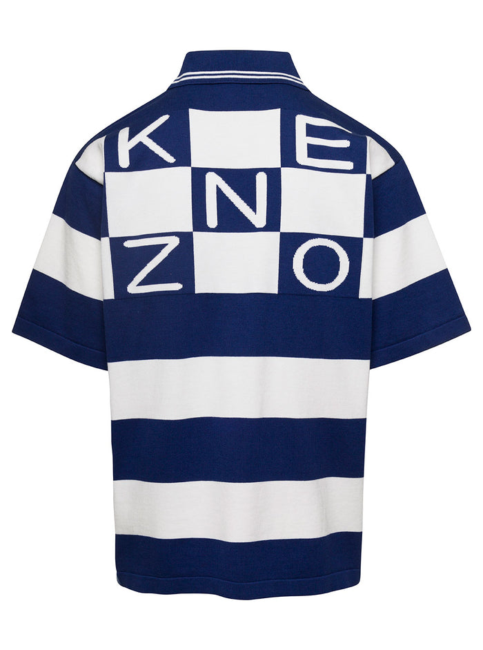 White And Blue Oversize Striped Polo T-Shirt Cotton Man Blu Tshirts Shirts