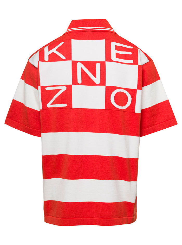 White And Red Polo T-Shirt With Embroidered Logo Cotton Man Tshirts Shirts