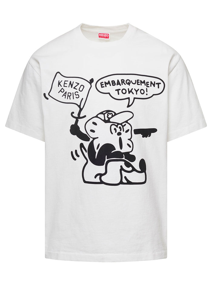 White Boke Boy T-Shirt With Comic Graphic Print On The Chest Cotton Man Tshirts And Polo Shirts
