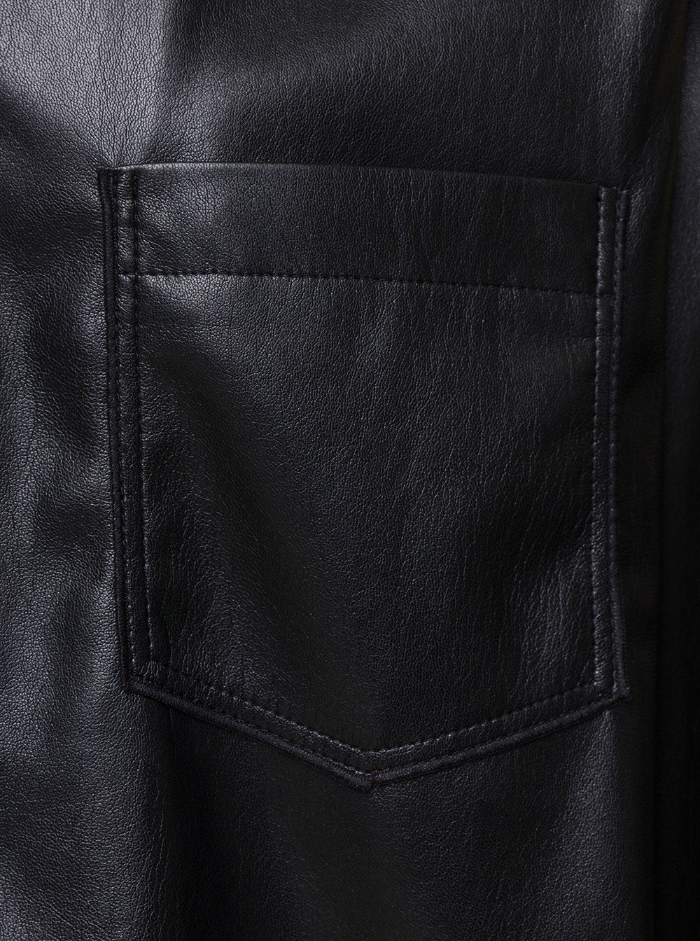 Duco Black Jacket With Cuban Collar Faux Leather Woman Shirts And Blouses