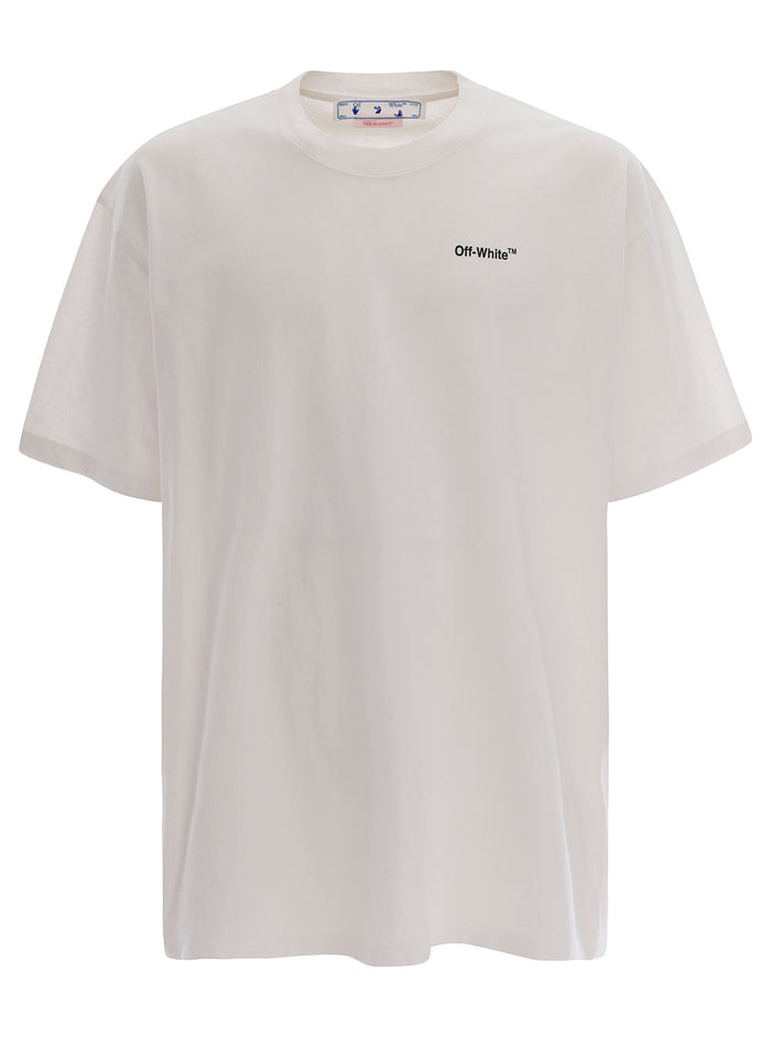 White Crewneck T-Shirt With Logo Print And Caravaggio Arrow Cotton Man Tshirts Polo Shirts