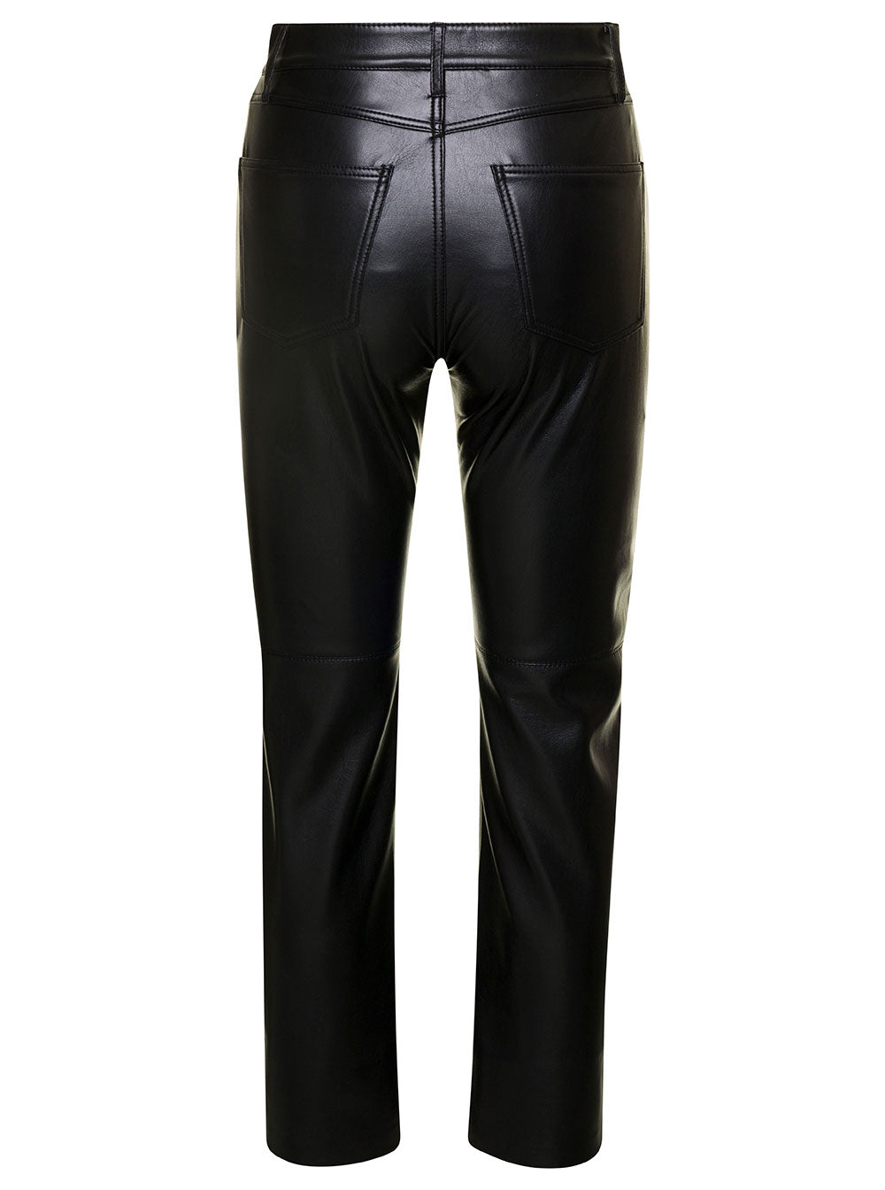 Vinni Black Five Pockets Pants Faux Leather Woman Trousers