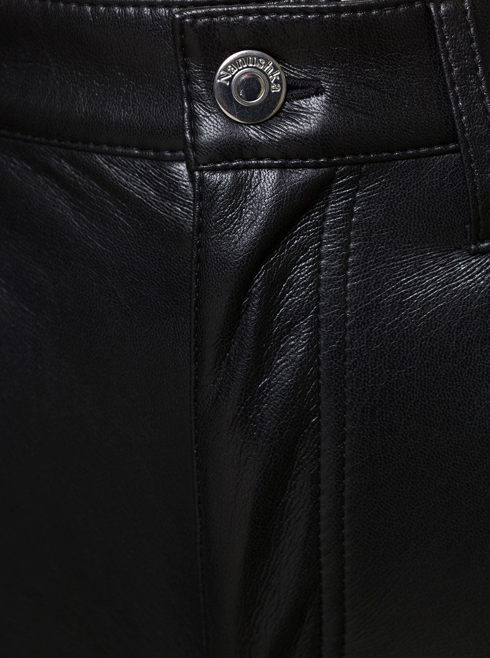 Vinni Black Five Pockets Pants Faux Leather Woman Trousers