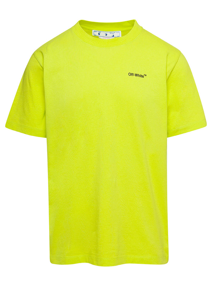Yellow Crewneck T-Shirt With Logo Print And Caravaggio Arrow Cotton Man Tshirts Polo Shirts
