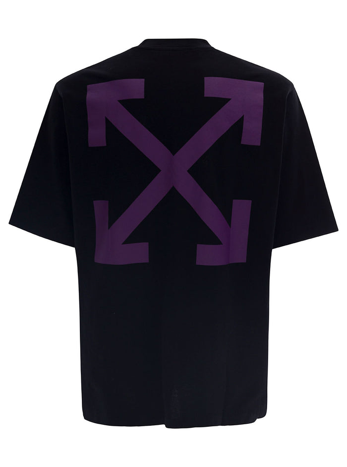 Black T-Shirt With Caravaggio And Arrow Print Cotton Man Tshirts Polo Shirts