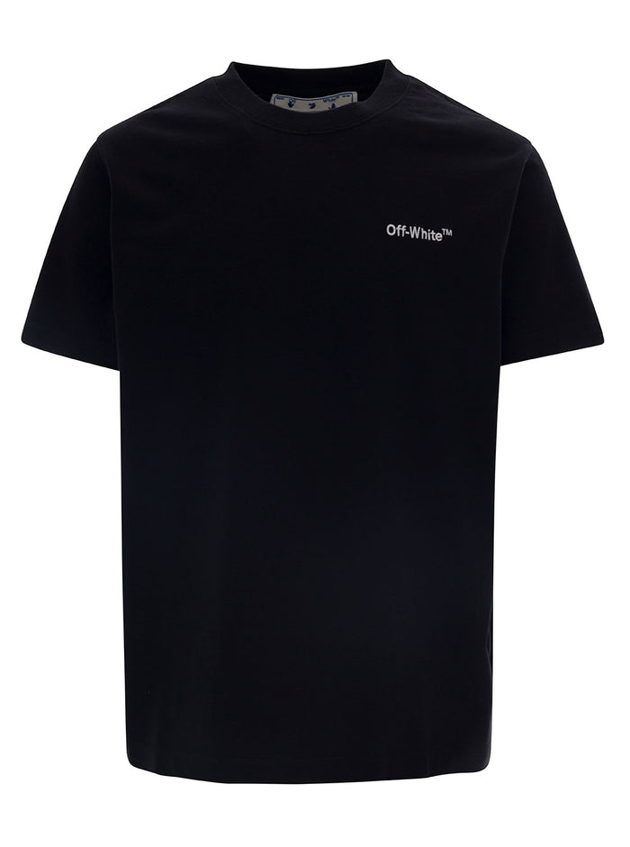 Black Crewneck T-Shirt With Contrasting Logo Embroidery Cotton Man Tshirts And Polo Shirts