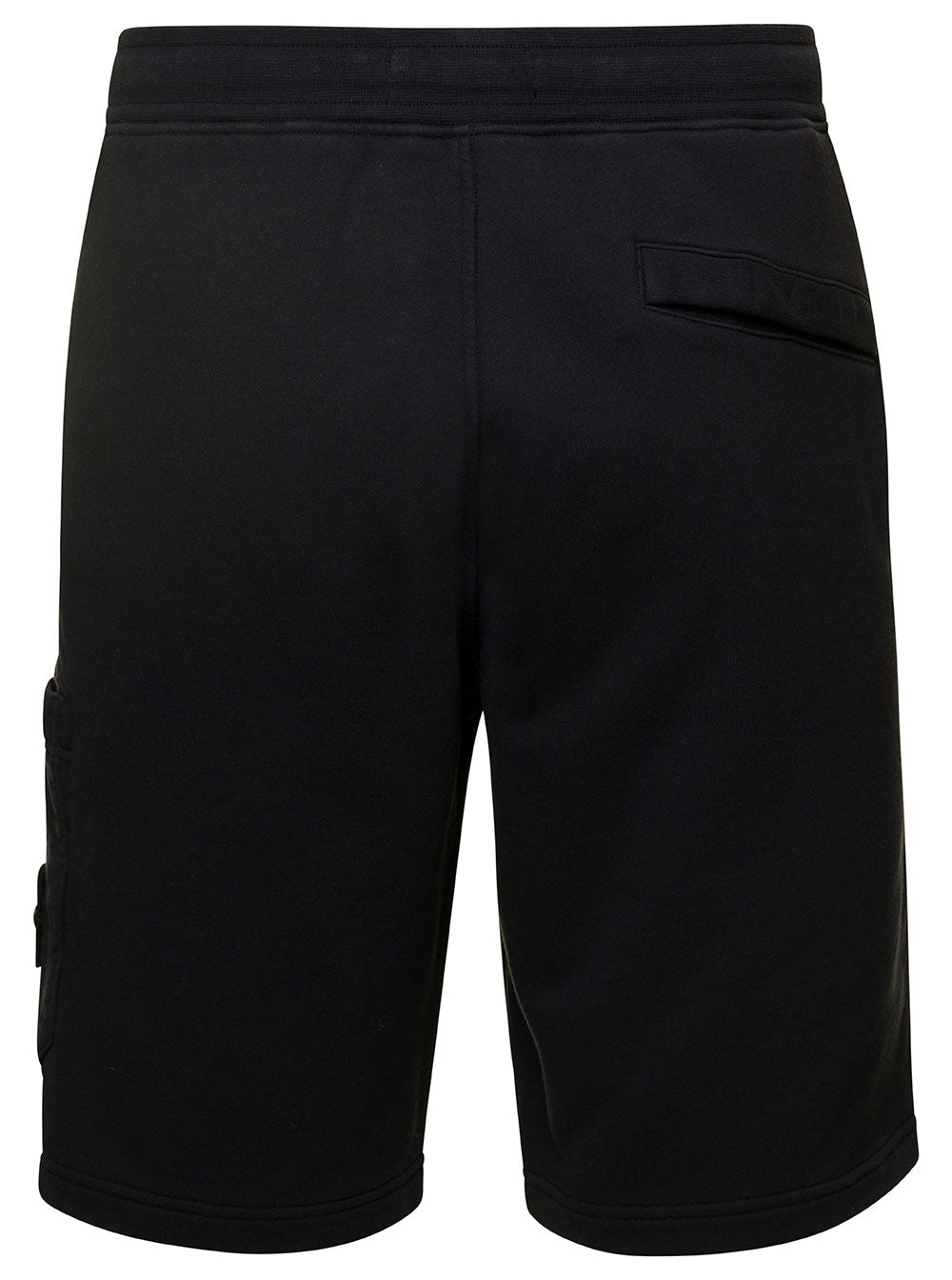 Black Shortst With Compass Logo Patch Cotton Man Shorts And Bermuda