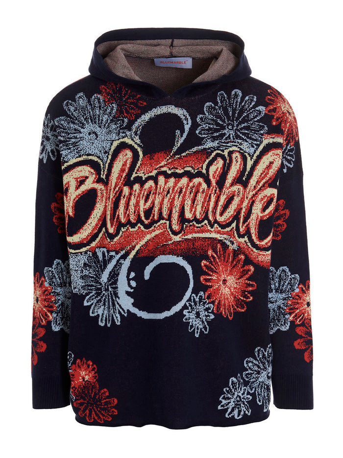 Knitted Jacquard Hoodie Cotton Nylon Sweatshirt