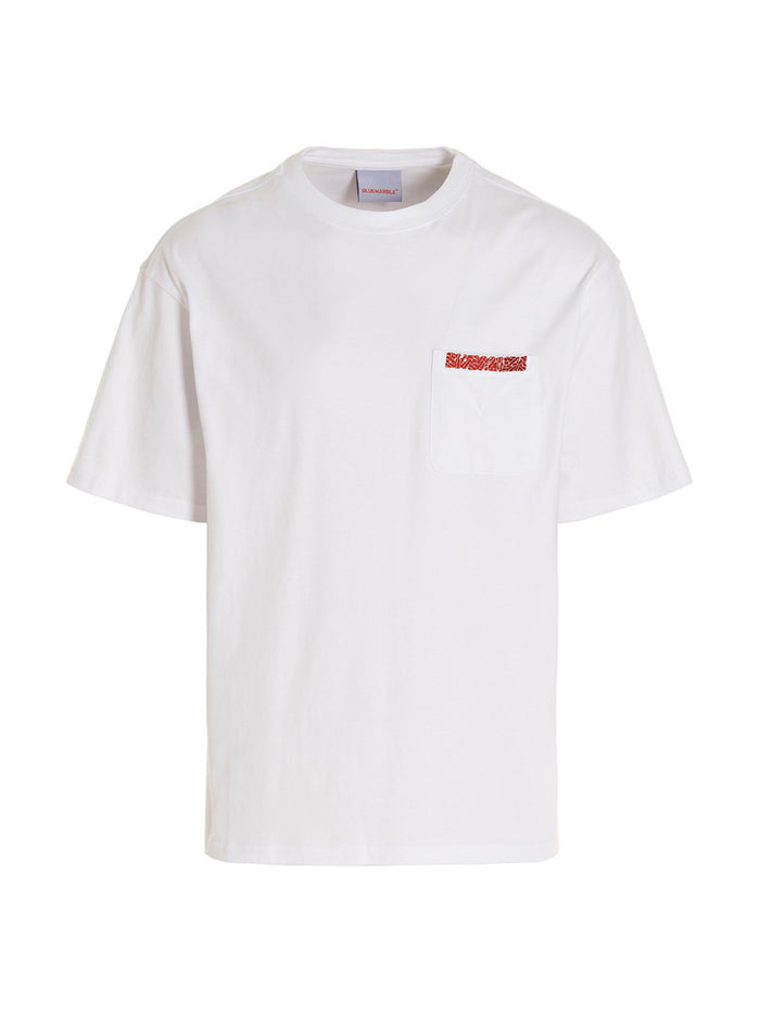 T-Shirt Mauve Pocket White Cotton