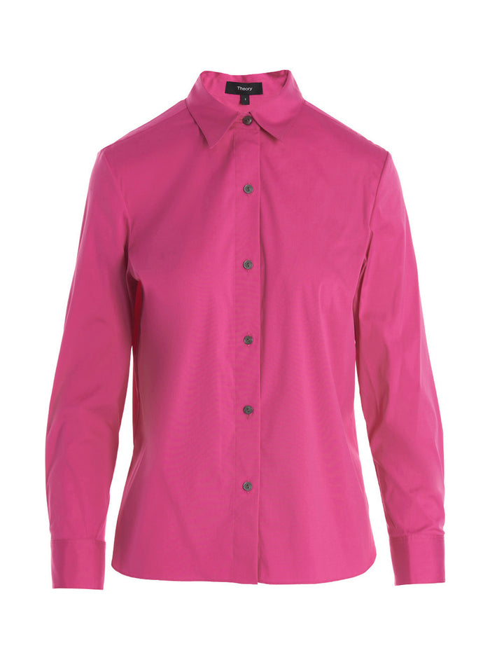 New Straight Shirt Fuchsia Cotton Nylon Spandex Shirt, Blouse