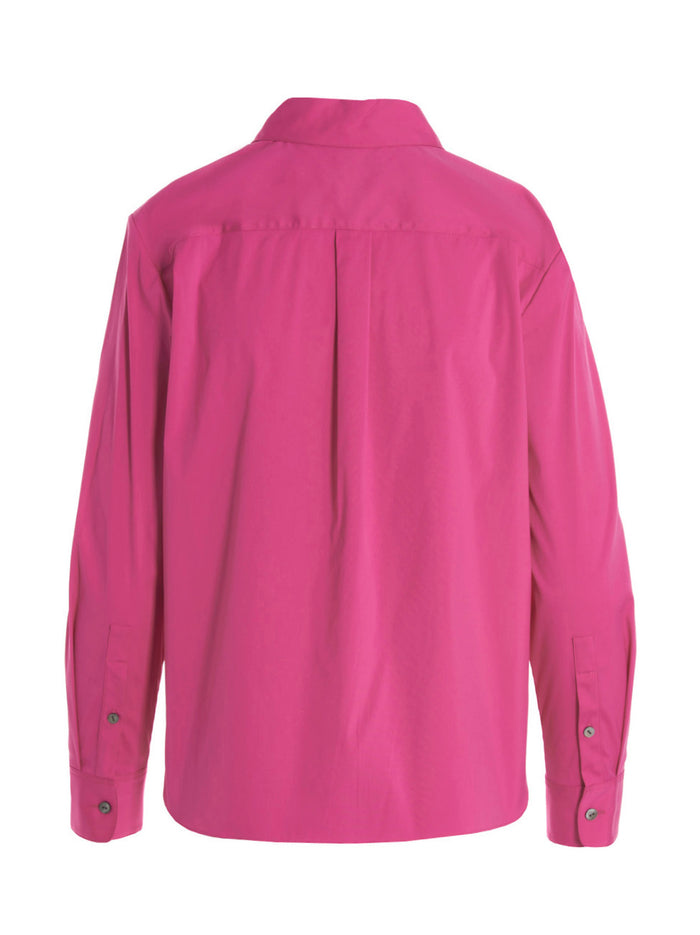 New Straight Shirt Fuchsia Cotton Nylon Spandex Shirt, Blouse